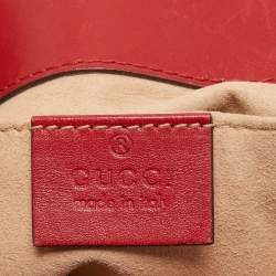 Pre Owned Gucci Red Matelassé Leather Mini GG Marmont Shoulder Bag