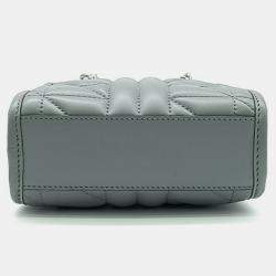 Gucci Grey Leather Mini GG Marmont Shoulder Bag