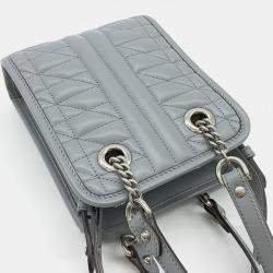 Gucci Grey Leather Mini GG Marmont Shoulder Bag