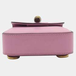 Pre Owned Gucci Pink Leather Mini Bamboo Tote Bag