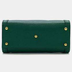 Gucci Green/Neon Yellow Leather Diana Bamboo Tote Bag