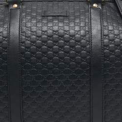 Pre Owned Gucci Navy Blue Guccissima Leather Medium Joy Boston Bag