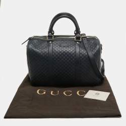 Pre Owned Gucci Navy Blue Guccissima Leather Medium Joy Boston Bag