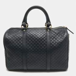 Pre Owned Gucci Navy Blue Guccissima Leather Medium Joy Boston Bag