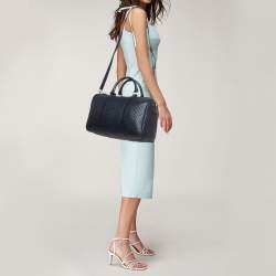 Pre Owned Gucci Navy Blue Guccissima Leather Medium Joy Boston Bag