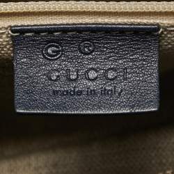 Pre Owned Gucci Navy Blue Guccissima Leather Medium Joy Boston Bag