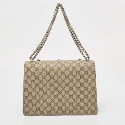 Gucci Beige GG Supreme Canvas and Suede Medium Dubai Exclusive Dionysus Embellished Shoulder Bag