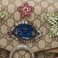 Gucci Beige GG Supreme Canvas and Suede Medium Dubai Exclusive Dionysus Embellished Shoulder Bag