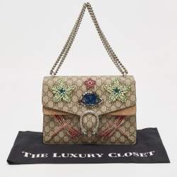 Gucci Beige GG Supreme Canvas and Suede Medium Dubai Exclusive Dionysus Embellished Shoulder Bag