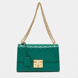 Gucci Green Guccissima Leather Medium Padlock Shoulder Bag