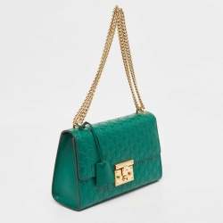 Gucci Green Guccissima Leather Medium Padlock Shoulder Bag