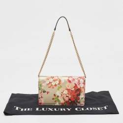 Gucci Multicolor GG Blooms Leather Flap Wallet on Chain 