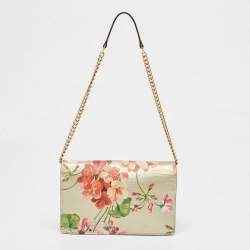 Gucci Multicolor GG Blooms Leather Flap Wallet on Chain 