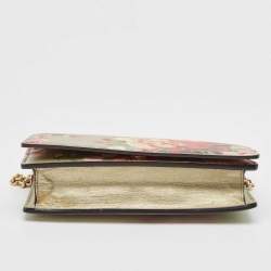 Gucci Multicolor GG Blooms Leather Flap Wallet on Chain 