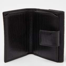 مملوكة مسبقًا Gucci Black GG Canvas and Leather Bamboo Bar Compact Wallet