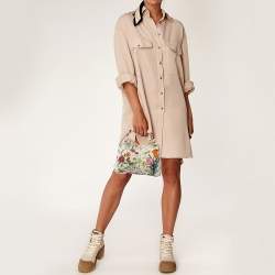 Pre Owned Gucci Multicolor Floral Print Canvas and Leather Small Horsebit Hobo