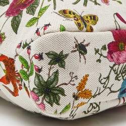 Pre Owned Gucci Multicolor Floral Print Canvas and Leather Small Horsebit Hobo