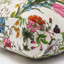 Pre Owned Gucci Multicolor Floral Print Canvas and Leather Small Horsebit Hobo