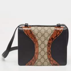 Pre Owned Gucci Multicolor GG Supreme Canvas and Elaphe Medium Osiride Shoulder Bag