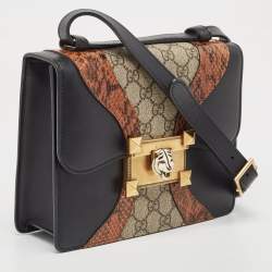 Pre Owned Gucci Multicolor GG Supreme Canvas and Elaphe Medium Osiride Shoulder Bag