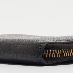 Pre Owned Gucci Black Leather Logo Zip Purse 