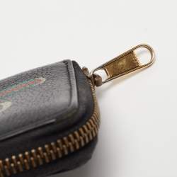 Pre Owned Gucci Black Leather Logo Zip Purse 