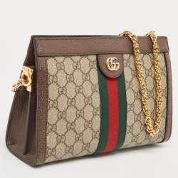 Pre Owned Gucci Brown/Beige GG Supreme Canvas Small Ophidia Shoulder Bag