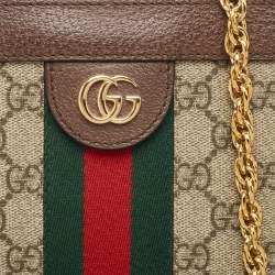 Pre Owned Gucci Brown/Beige GG Supreme Canvas Small Ophidia Shoulder Bag