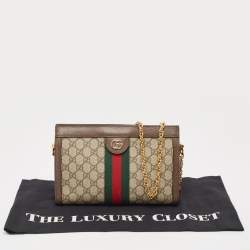 Pre Owned Gucci Brown/Beige GG Supreme Canvas Small Ophidia Shoulder Bag