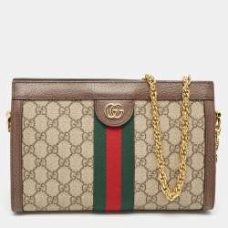 Pre Owned Gucci Brown/Beige GG Supreme Canvas Small Ophidia Shoulder Bag