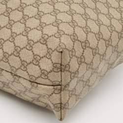 Pre Owned Gucci Brown/Beige GG Supreme Canvas and Leather Shopper Tote