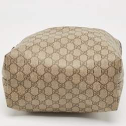 Pre Owned Gucci Brown/Beige GG Supreme Canvas and Leather Shopper Tote