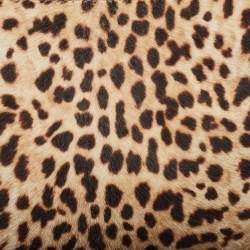 Pre Owned Gucci Beige/Black Leopard Print Calfhair and Leather Mini Nymphaea Bamboo Top Handle Bag