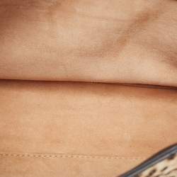 Pre Owned Gucci Beige/Black Leopard Print Calfhair and Leather Mini Nymphaea Bamboo Top Handle Bag