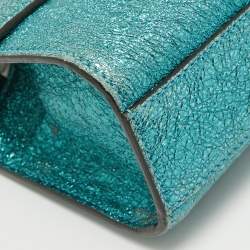 Gucci Metallic Teal Crinkled Leather Small Padlock Shoulder Bag