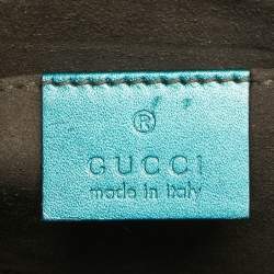 Gucci Metallic Teal Crinkled Leather Small Padlock Shoulder Bag
