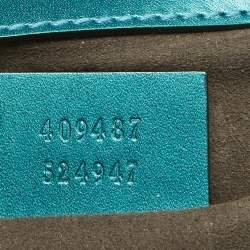 Gucci Metallic Teal Crinkled Leather Small Padlock Shoulder Bag