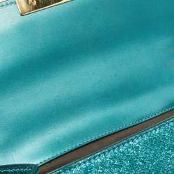 Gucci Metallic Teal Crinkled Leather Small Padlock Shoulder Bag