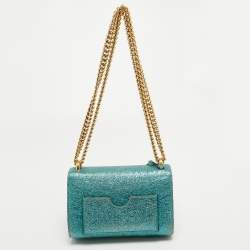 Gucci Metallic Teal Crinkled Leather Small Padlock Shoulder Bag