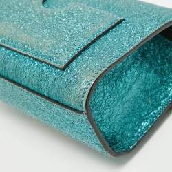Gucci Metallic Teal Crinkled Leather Small Padlock Shoulder Bag