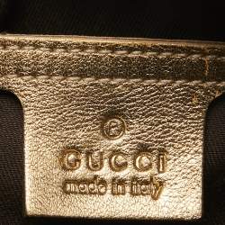 Pre Owned Gucci Gold/Beige GG Crystal Canvas and Leather Medium Joy Boston Bag