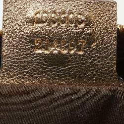 Pre Owned Gucci Gold/Beige GG Crystal Canvas and Leather Medium Joy Boston Bag