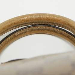 Pre Owned Gucci Gold/Beige GG Crystal Canvas and Leather Medium Joy Boston Bag