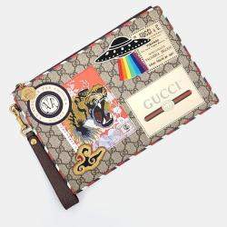 Pre Owned Gucci Beige GG Supreme Canvas Courrier Pouch