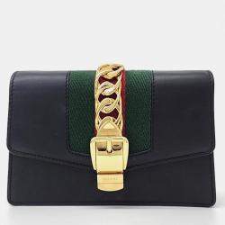 Pre Owned Gucci Black Calfskin Small Sylvie Shoulder Bag 