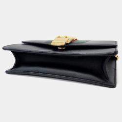 Pre Owned Gucci Black Calfskin Small Sylvie Shoulder Bag 