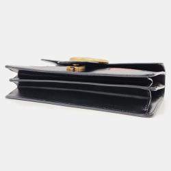 Pre Owned Gucci Black Leather Medium Heart GG Marmont Shoulder Bag
