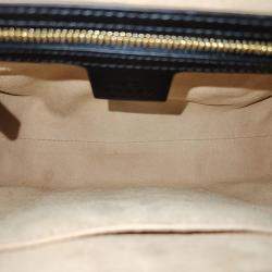 Gucci Black GG Signature Leather Small Padlock Top Handle Bag
