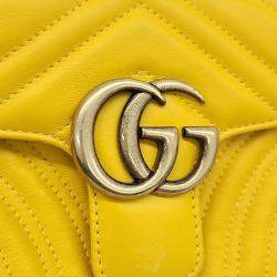 Gucci Yellow Quilted Leather GG Marmont Mini Shoulder Bag