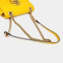 Gucci Yellow Quilted Leather GG Marmont Mini Shoulder Bag